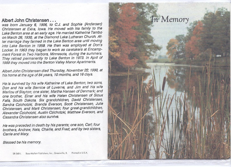Christensen, Albert Funeral Brochure-outside.jpg