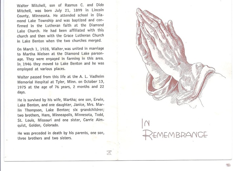 Mitchell, Walter Funeral Brochure (outside).jpg