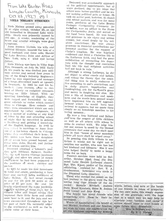 Niels Nielsen obit LB News 10-28-1927 pg 1.jpg