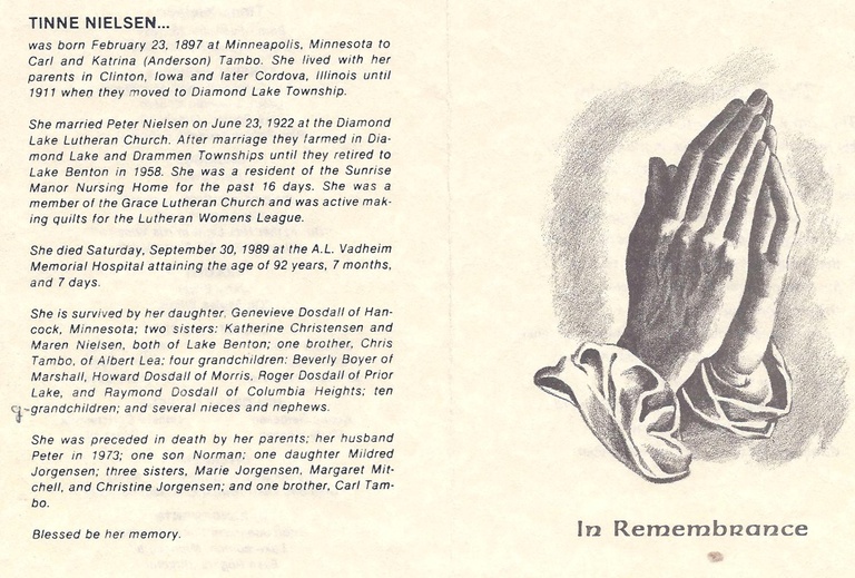Nielsen, Tinne Funeral Brochure- outside.jpg