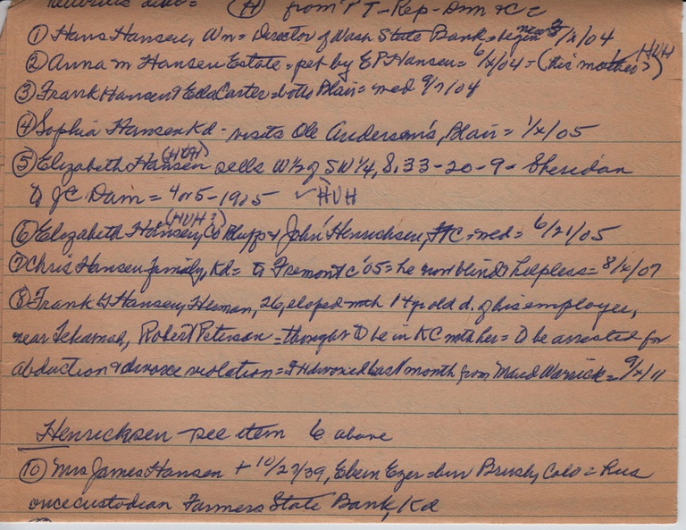 Hansen Family Notes