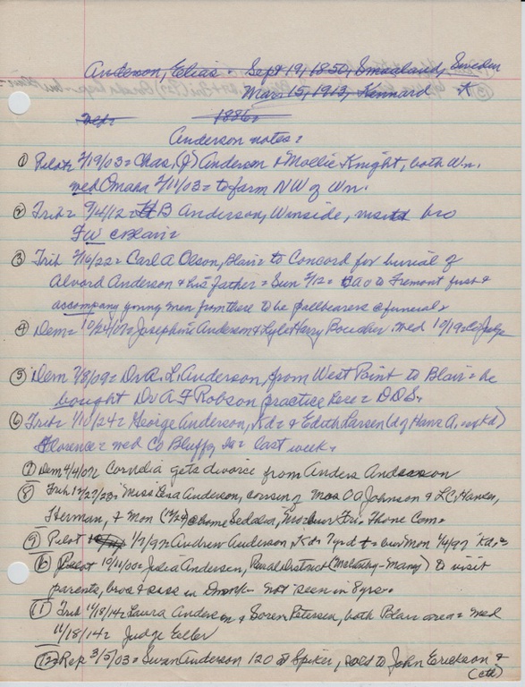 Anderson Family Notes