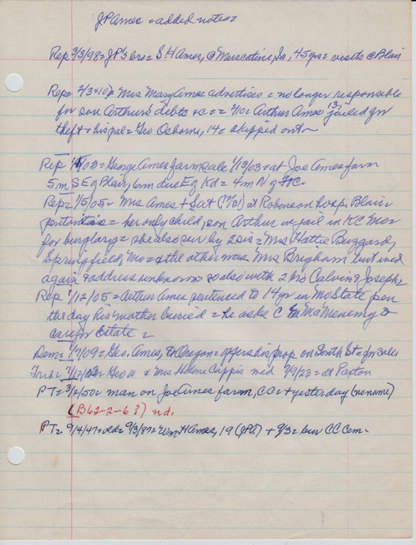 J. P. Ames Family Notes