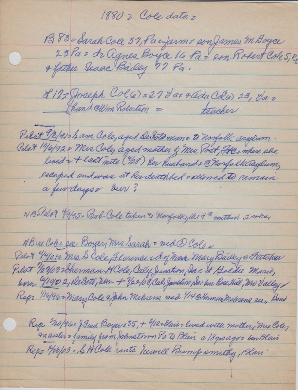 Cole Family Notes