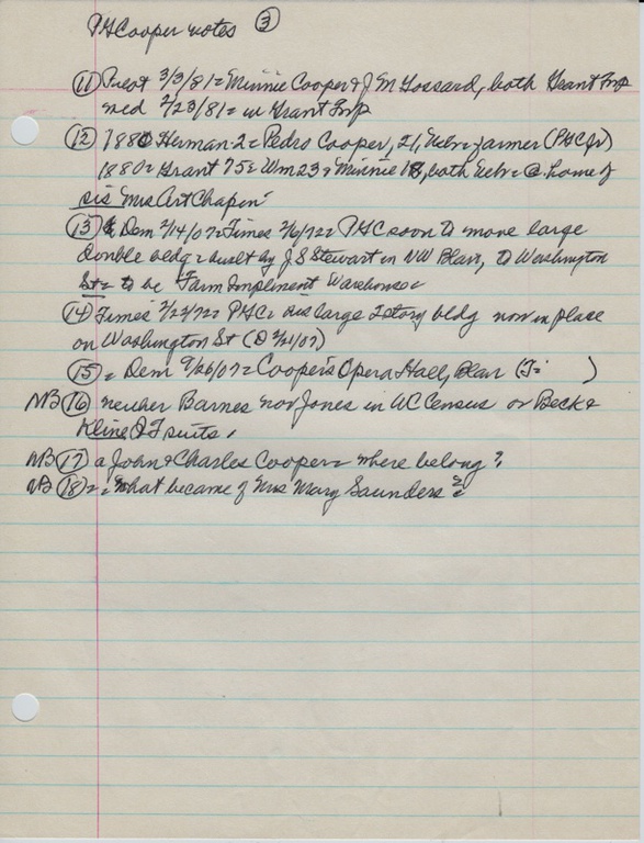 P. G. Cooper notes