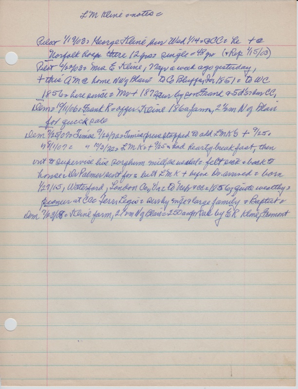 L. M. Kline Notes