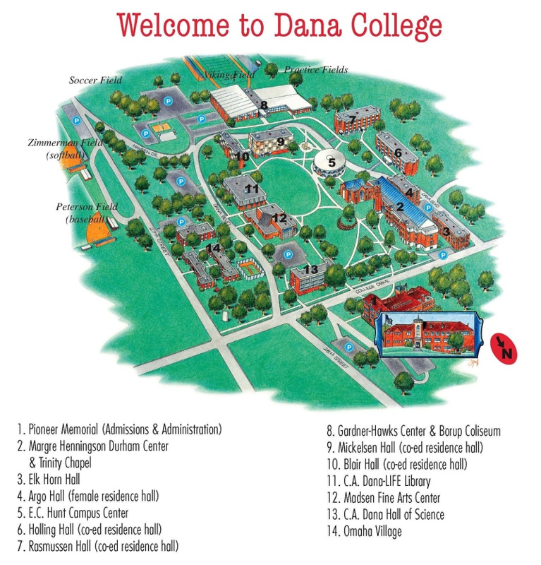 Dana College Campus Map