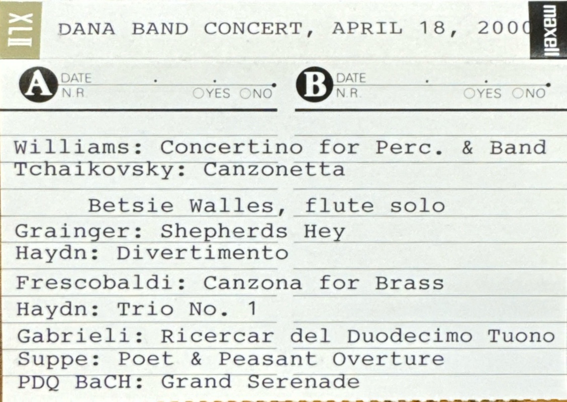 Dana Band Concert 4-18-2000 (contents)