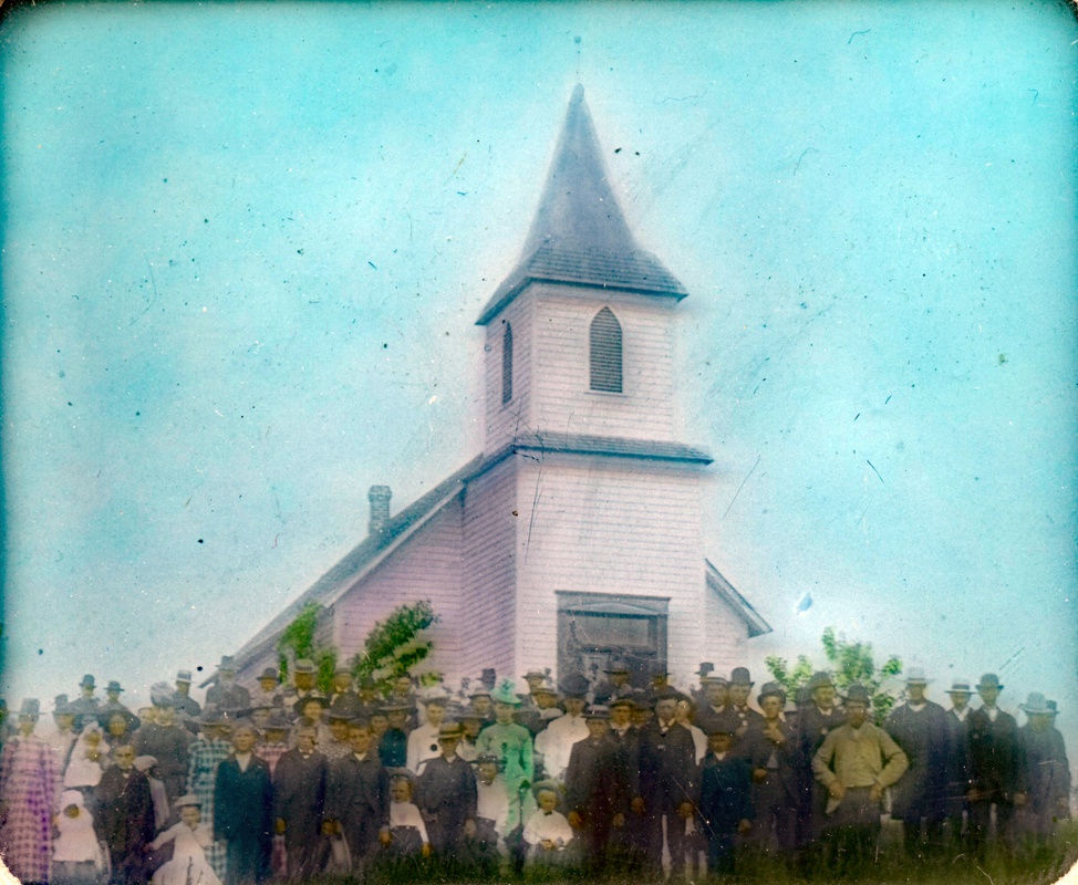 slide (002) Pioneer Danes and their Church Oakhill, IA c.1885.jpg