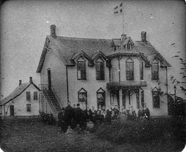 slide (048) First building of Folk High School Elk Horn, IA 1878.jpg