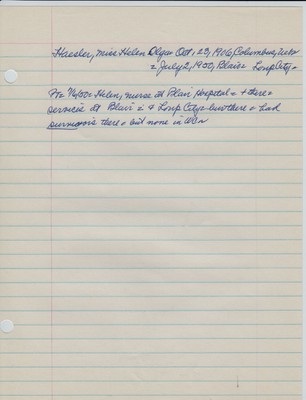 Haesler, Helen (Miss)