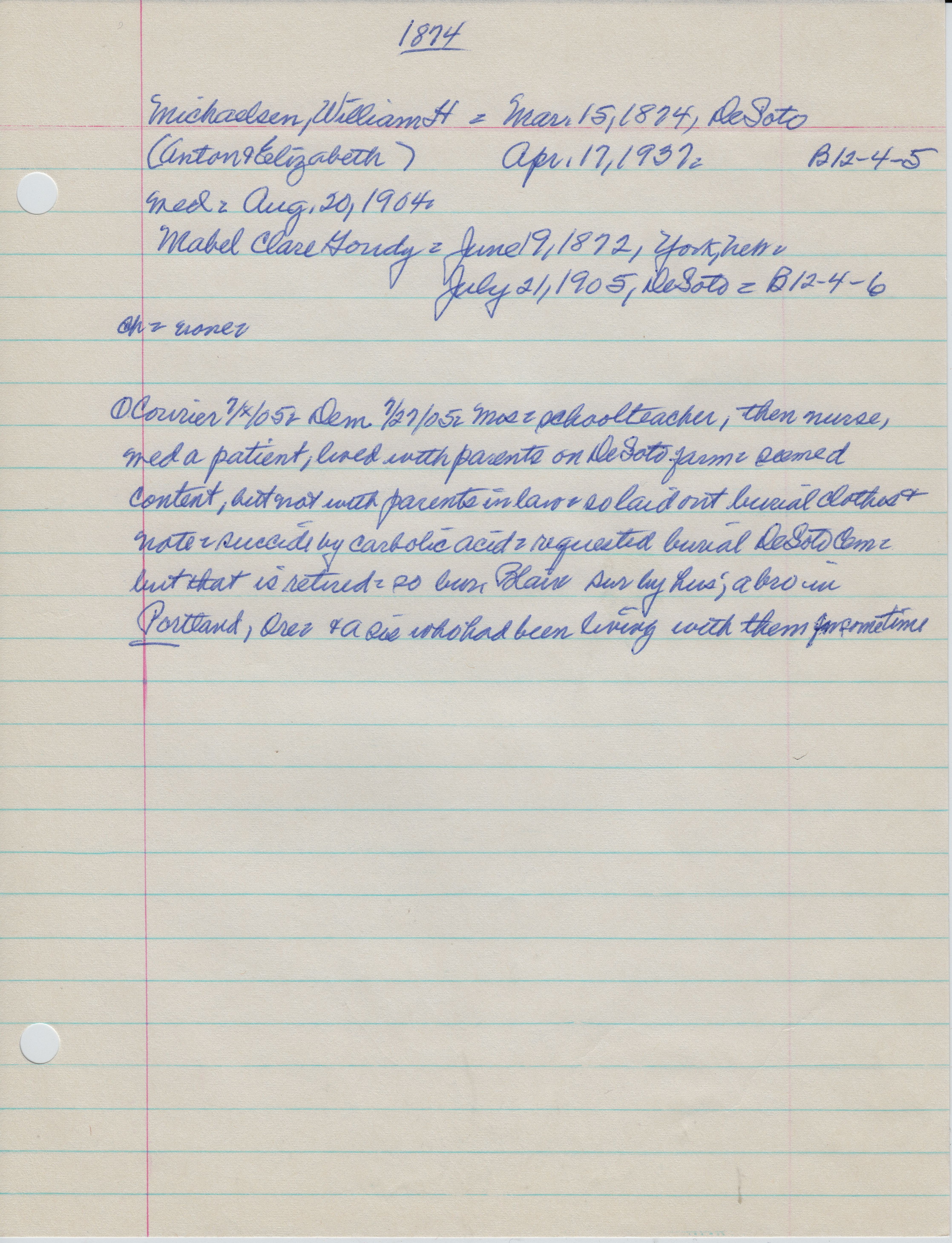 Michaelsen, William H