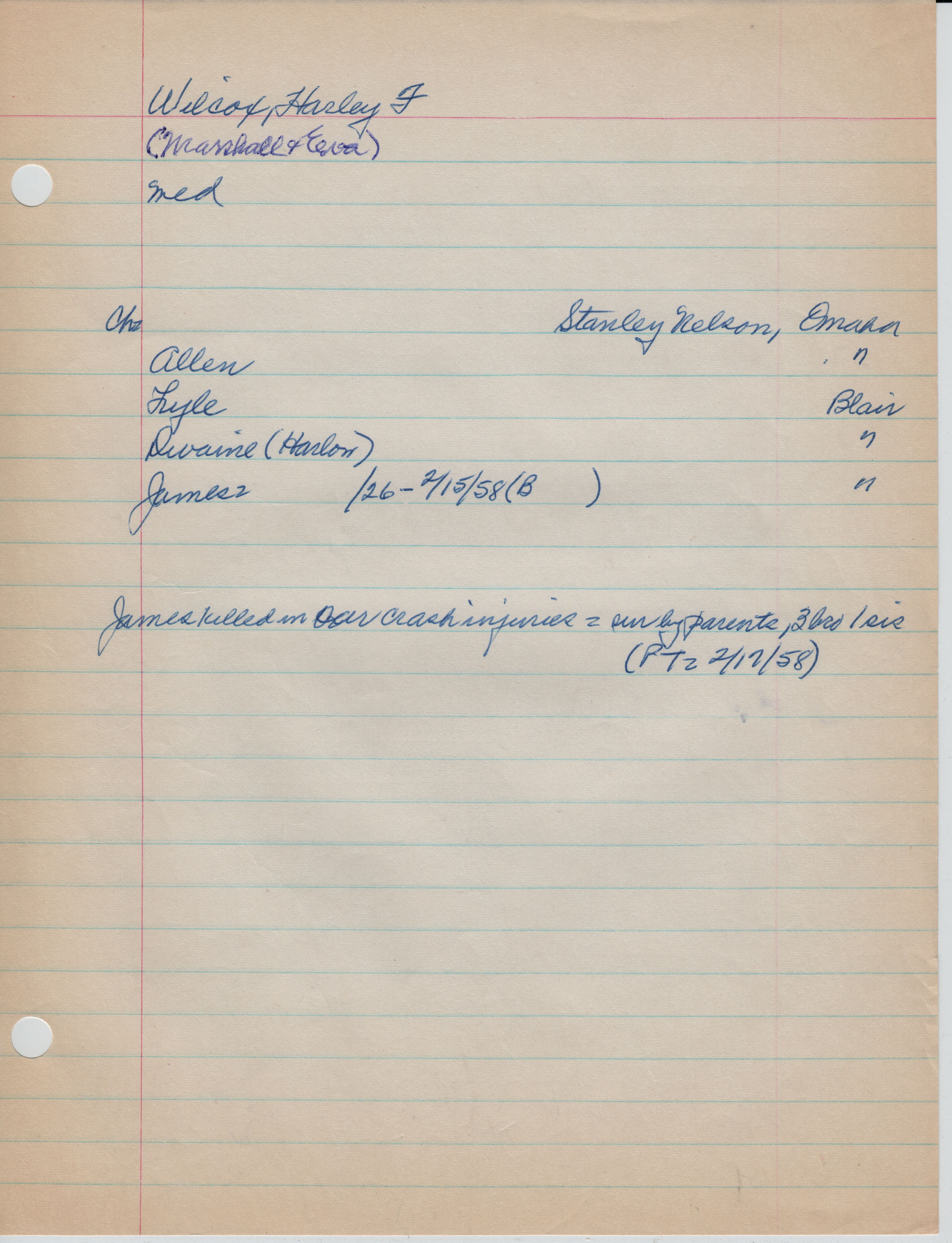 Wilcox, Harley F